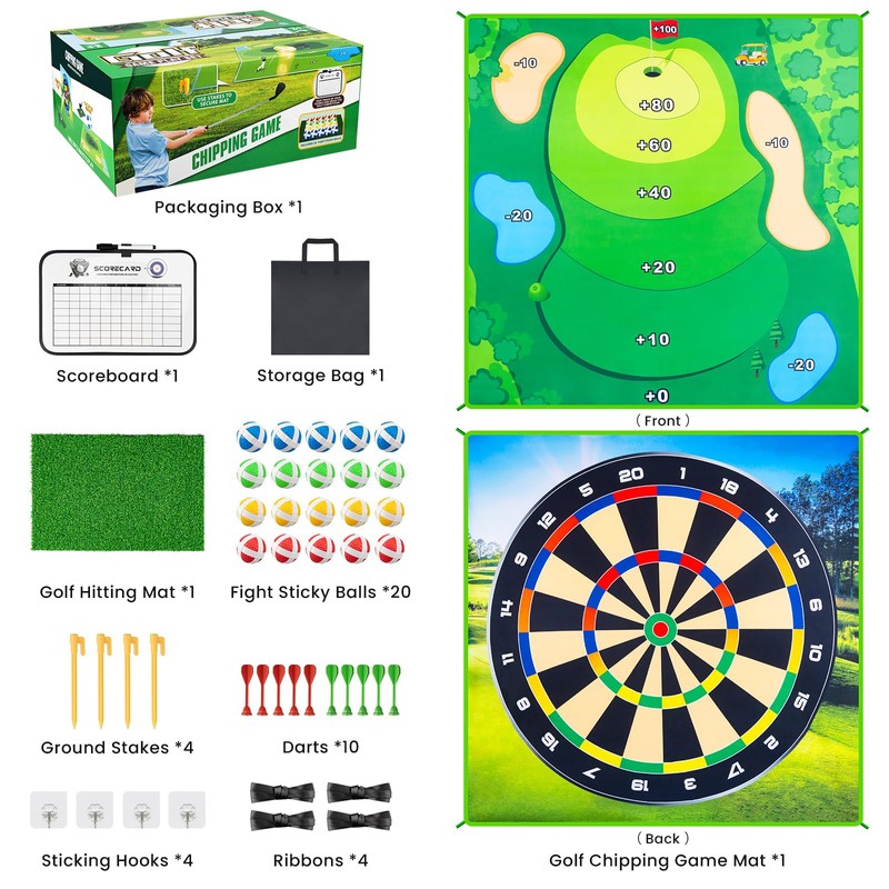 LYDARZ 70"x70" Battle Golf Game Set Chipping Game Practice Mat