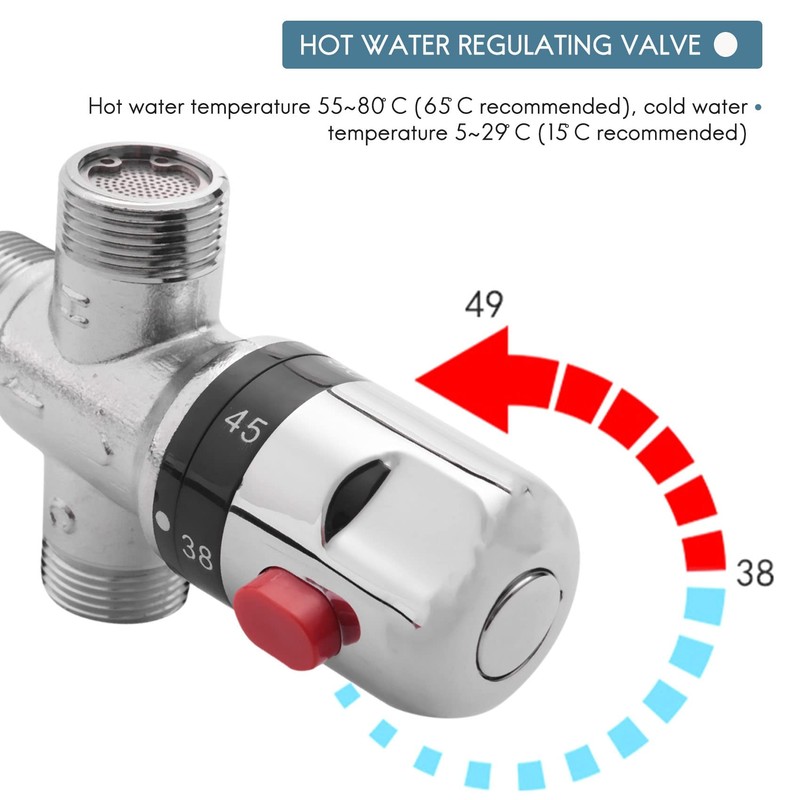 Ocnvlia 3-Way Thermostat Mixing Valve Made of Solid Copper, 3/4