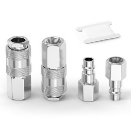 ERGAOBOY 2 Set 1/4" BSP Male Industrial Air Coupler and Plug Kit Couplings Connector, 3 in 1 High Flow Pneumatic Fittings