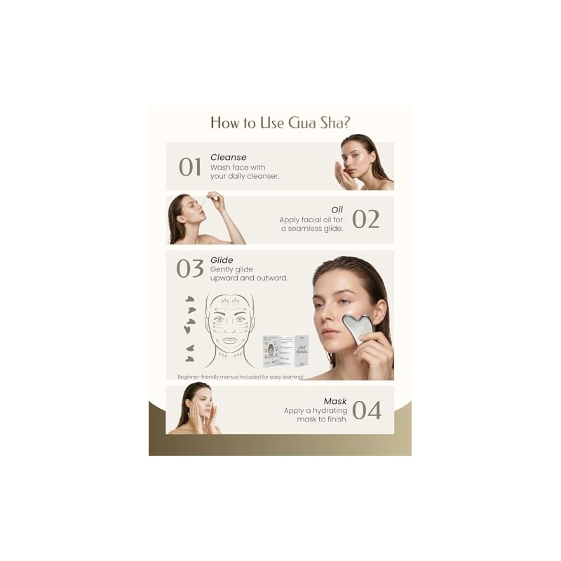 Stainless Steel Gua Sha Facial Tools, Guasha Tool for Face