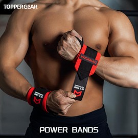 TOPPERGEAR High Weight Wrist Wraps (Red, Standard)