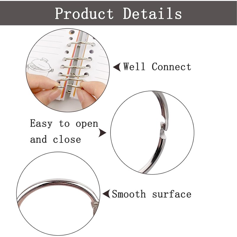 Metal Binder Rings, 2 Inch Diameter, 10 Pack, Silver Nickel