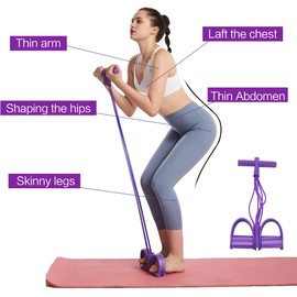 XoeLLe Expander Fitness with Back Trainer and Fitness Bands, Abdominal Trainer, Sports Equipment at Home, 6 Tubes Rubber Elastic Pull Rope, Fitness Drawstring for Training Waist Legs Belly
