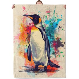 Mounidso Penguin Blanket, Colorful Penguin Flannel Blanket Gifts for Women, Soft Warm Lightweight Penguin Blankets for Living Room Home Sofa Travel Decor 50" x 60"