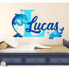 Cute Dolphin Custom Name Series Wall Decal Vinyl Sticker Nursery for Home Bedroom Children