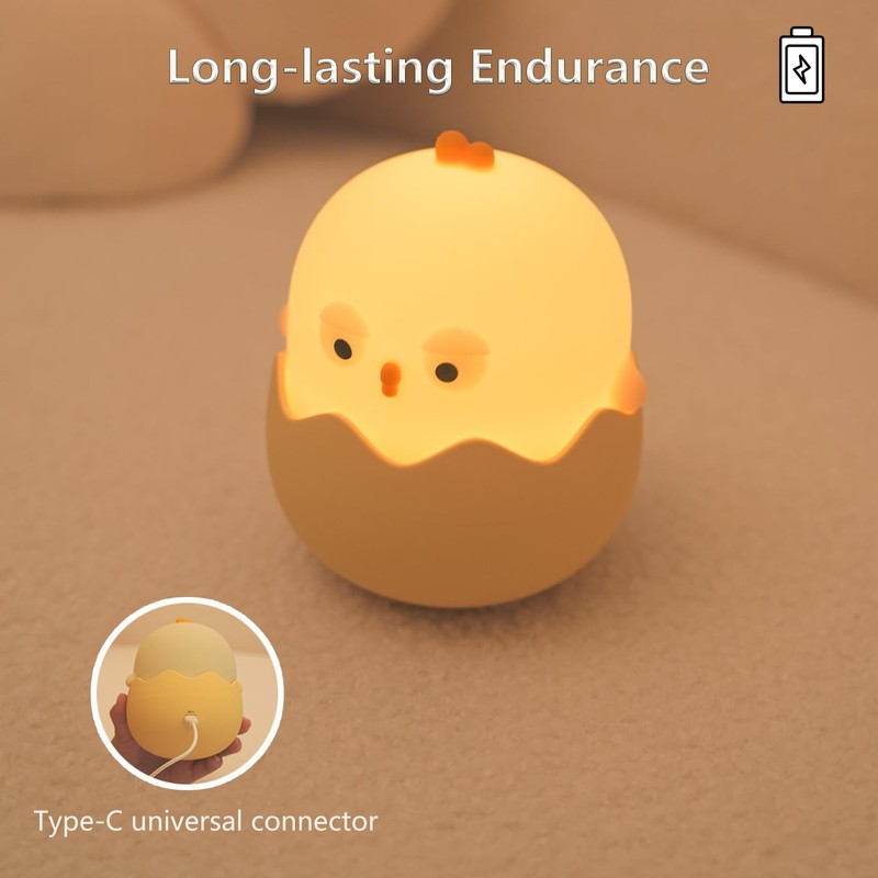 Myratts Cute Eggshell Chick Night Light, 7 Colors Dimmable Chick