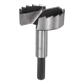 sourcing map Forstner Drill Bit 2-5/32"(55mm) Carbon Steel Multi-Tooth Wood Drilling Forstner Bit Hinge Cutter with 25/64" Triangle Shank for Hardwood Softwood Plywood Woodworking Drilling