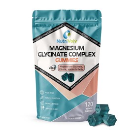 Magnesium Glycinate Complex Gummies | 120 Count | 4-in-1 Complex - Glycinate, Citrate, Malate & Oxide | Vegan, Sugar-Free, Non | 60 Day Supply | Muscle, Sleep & Energy Support | UK Made | by NutriVolv