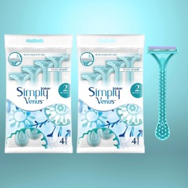 Gillette Venus Simply, Double Blades 2 Disposable Razors - 4 Count (2-Pack)