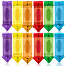 Tuvfilye 12 Pcs Hanging Crayon Honeycomb & Paper Lanterns Back to School Decorations，Preschool Colorful Classroom Ceiling Decor,Teacher Appreciation Week First Day of School Party Supplies Decor