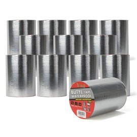 TAPEBEAR 12 Rolls Butyl Tape Waterproof Sealing Tape 6inch x16feet, Upgraded Aluminum Foil Tape Heavy Duty for RV Repair, Awning, Window, Glass & EDPM Roof Leak Patching, Boat and Pipe Sealing, Silver