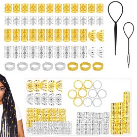Pack of 72 Hair Accessories, Festival, Hair Beads, Aluminium Hair Rings, Dreadlocks Jewellery, Hair Beads for Cliping, Festival Hair Accessories, Silver Hair Accessories for Men and Women