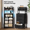 REAHOME 41 Inch Tall Nightstand with Charging Station, LED Night