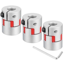 sourcing map 3pcs D20 L25 8mm to 8mm Flexible Plum Shaft Coupling Aluminum Motor Connector Flexible Spider Coupler for 3D Printer CNC Machine and Servo Stepper Motor (Silver Tone/Red)