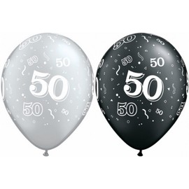 Qualatex 25226 Age 50 Assorted 11"/ 11-inch Round Latex Party Balloons (Pack of 25)