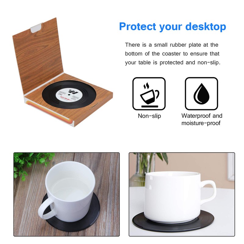 BEEK 5XVD Pack of 12 Retro Vinyl CD Record Coasters