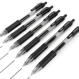 Zebra - Sarasa Retractable Gel Ink Rollerball - Fast Drying - 0.7mm - Black Ink - Pack of 6