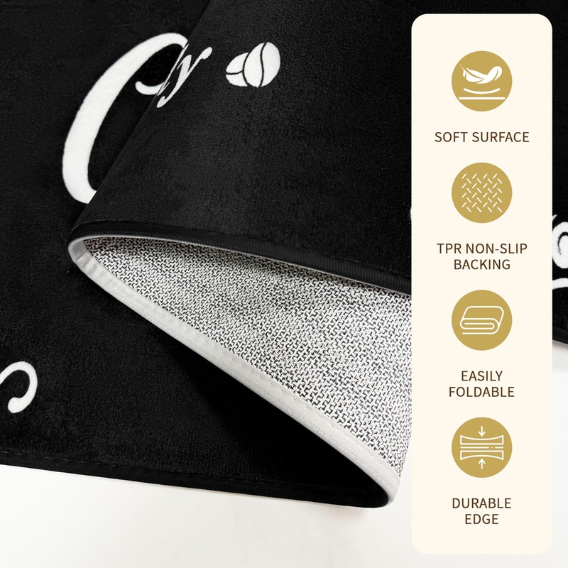 Coffee Themed Kitchen Mats for Floor, Non Slip Cushioned Kitchen