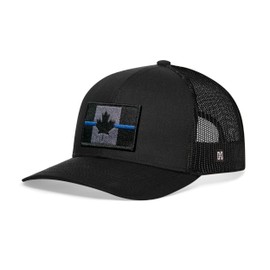 HAKA Thin Blue Line Canada Hat (Tactical) – TBL Maple Leaf Flag Trucker Hat Baseball Cap Snapback Golf Hat (Black)