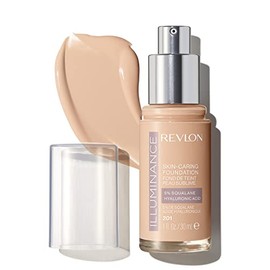 Revlon Illuminance Base líquida para el cuidado de la piel con ácido hialurónico, fórmula hidratante y nutritiva de cobertura media, natural cremoso 201 (paquete de 1)