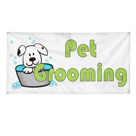 Vinyl Banner Multiple Sizes Pet Grooming Business B Business Outdoor Weatherproof Industrial Yard Signs White 10 Grommets 60x144Inches