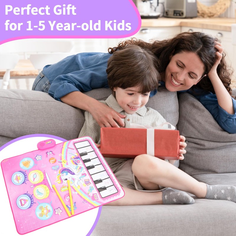 Baby Piano Mat Bright Color Pattern Educational Piano and Drum