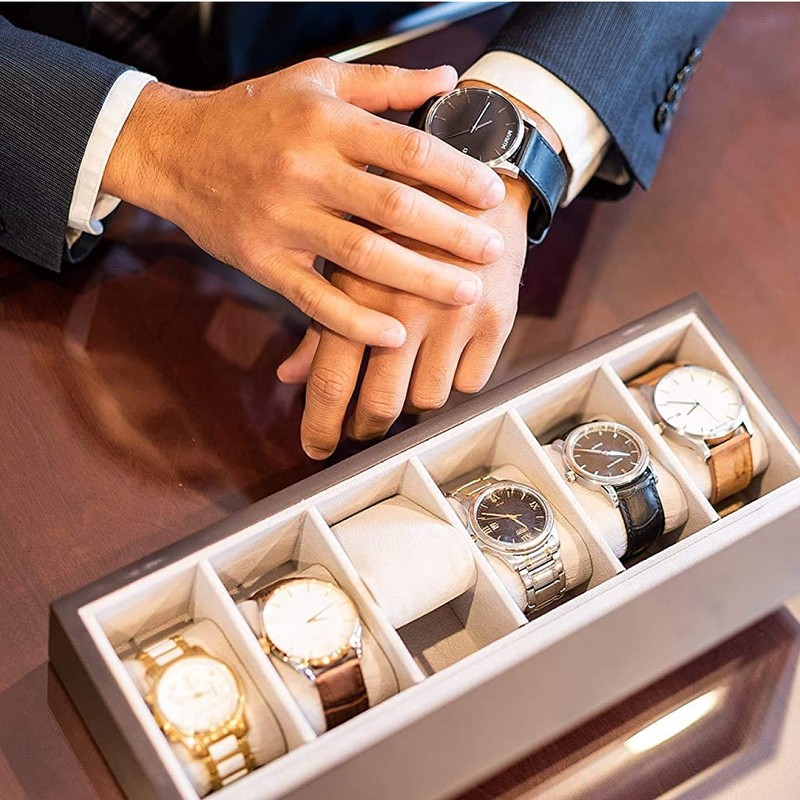 CASE ELEGANCE Solid Espresso Wood Watch Box Organizer with Glass