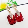 Navachi 18k Gold Plated Spindle Shape Metal White Crystal Square