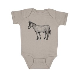Hello Handmade - Donkey Mule animal zoo trip baby bodysuit (12 Months Bodysuit, Titanium)