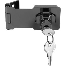 Litensh Right Angle 90 Degrees Hasp Lock, Small Hasp Lock Hasp Door Bolt Latch Buckle with Key Alike Safety Door Clasp Knob Shed Locks with Padlock Keys (Silver - 1 PAXK, 3 Inch)