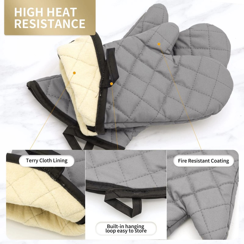 ARCLIBER Oven Mitts 1 Pair of Quilted LiningHeat Resistant Kitchen