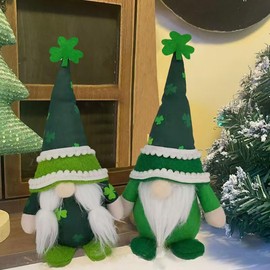 zhuja St Patricks Day Decorations Gnome Plush Home Table Ornament Decor Spring Green Irish Faceless St Patricks Day Gnome for Table Gifts
