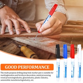 YUXIANLB 4 Pcs Long Head Deep Hole Marker Pen Quick Dry Waterproof Deep Reach Metal Long Nib Marker Set Fine Tip Dry Erase Markers Multi-Purpose Colorful Ink Pen for Carpenter Office Work Builders Con