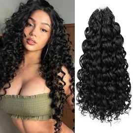 Herkeymidy GoGo Curl Crochet Hair 14 Inch 8 Packs Pre Looped Ocean Wave Crochet Hair Deep Twist Crochet Synthetic Braiding Hair for Women (1B, 18 Inches)