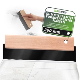 ToolSpace Rubber Spatula Joint Spatula Tiles with Rubber Lip Spatula Squeegee Rubber 200 mm Rubber Scraper Joints Wooden Handle Tile Spatula Tools Smoothing Trowel Ergonomic Work Grouting Rubber Pack of 2