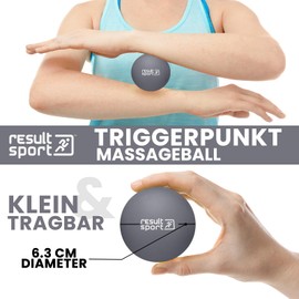 ResultSport Lacrosse Faszienball Massageball für Plantarfasziitis, Fußmassage, Triggerpunktmassage, Tiefengewebe, myofasische Linderung (Grau)