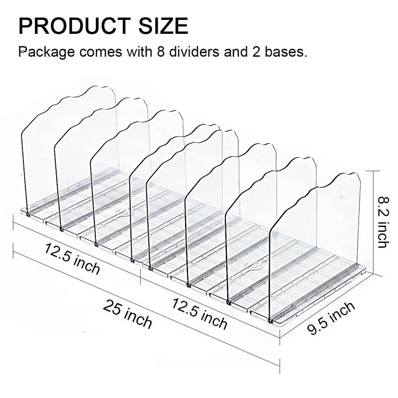 Purse Organizer for Closet Shelf 8 Divider, Adjustable Divider Closet