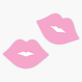 MAGNET Pink Pastel Lips With Blue Stripes Magnet Bumper Sticker Car Magnet Flexible Reuseable Magnetic Vinyl 5"