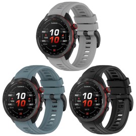 Silicone Watch Band 3 Pack Compatible with Garmin Approach S62/Approach S60//Approach S70 47mm/Fenix 8 47mm for Men (Black,Gray,Slate)