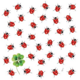 20 Servietten Tiermotive Marienkäfer suchen Kleeblatt als Tischdeko. Papierservietten mit Motiv. Auch für Decoupage und Serviettentechnik 33x33cm