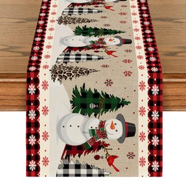BSITSSS Christmas Table Runner Snowmen, 33×180 CM Christmas Runners for Tables, Christmas Table Runners for Indoor Outdoor, Table Runner Party, Dining Table Runner for Winter Christmas Decorations
