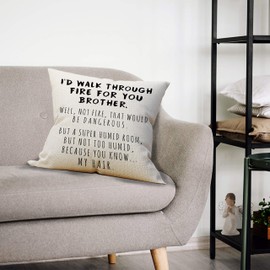 Mancheng-zi Gifts for Brother,Brother Pillow Covers 18x18,Brother Gifts from Sister,Gifts for Brothers from Sisters,Brother Birthday Gift,Birthday Gifts for Brother,Funny Gifts for Brother (Color-1)