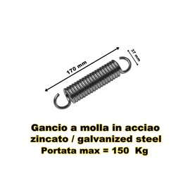 mmasport Stand Spring Hook Bag MOLLONE Shock Absorber for Punching Bag, grigio zincato, 170 x 37 mm