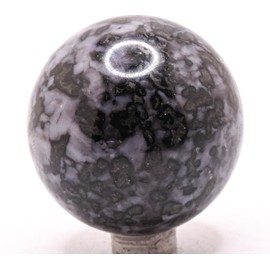 52mm 220g Indigo Gabbro Blizzard Stone Carved Sphere Polished Natural Mystic Merlinite Gemstone Crystal Mineral Décor Ball - Madagascar + Stan