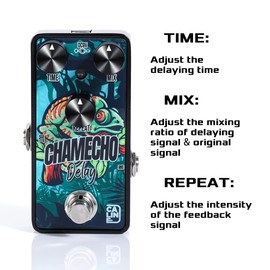 Caline G Series G009 Pedal de guitarra retardada, mini pedal de efectos de retardo analógico que ofrece repeticiones clásicas cálidas y crujientes para guitarra eléctrica y bajo