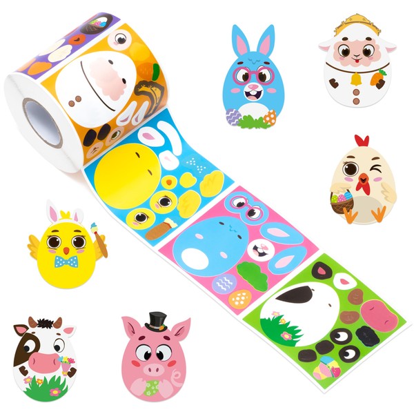 Haooryx 300pcs Make Your Own Easter Egg Scene Sticker Roll