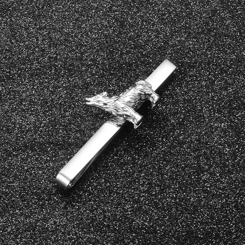 Asienice Wolf Tie Clip, Silver Tie Clip for Gentlemen Wedding,