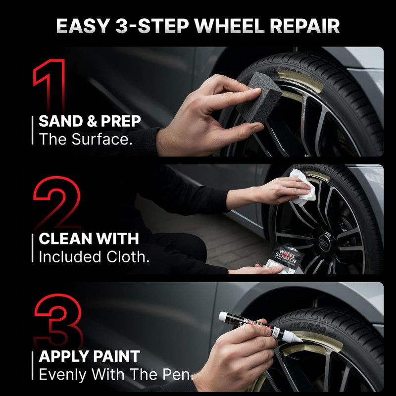 Wheel Scratch Fix® Gloss Black Touch Up Paint for Cars