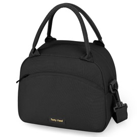 VRUCUZ Bolsa del Almuerzo, Lonchera térmica para mujer y hombre, Gran capacidad, 600D Oxford a prueba de goteo, con correa de Hombro, para picnic, oficina, camping, Negro