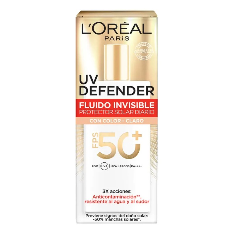 L'Oreal Paris Protector Solar Fluid FPS50+ UV Defender Tono Claro